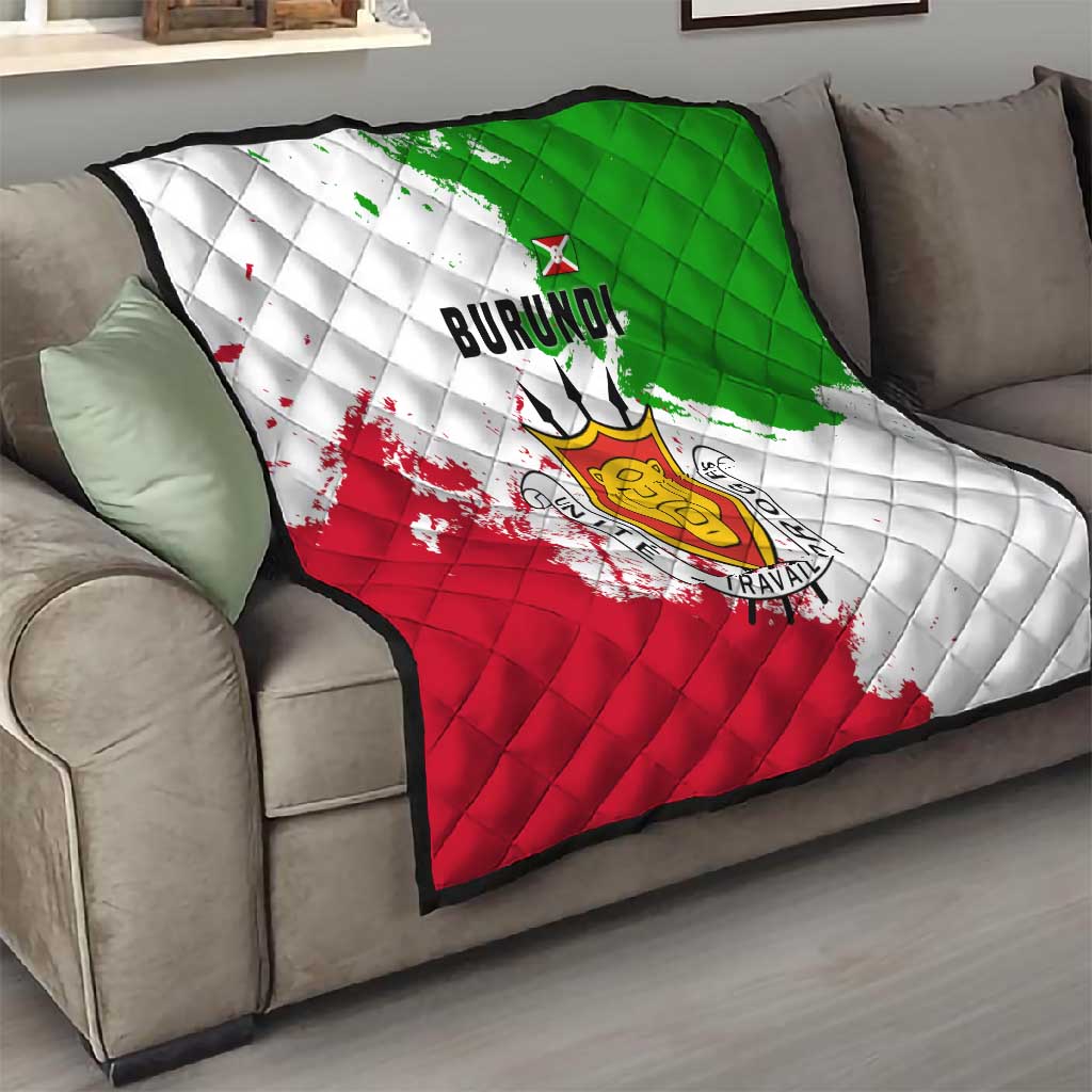 Burundi Flag Quilt with National Emblem and Motto Unité Travail Progres TS04
