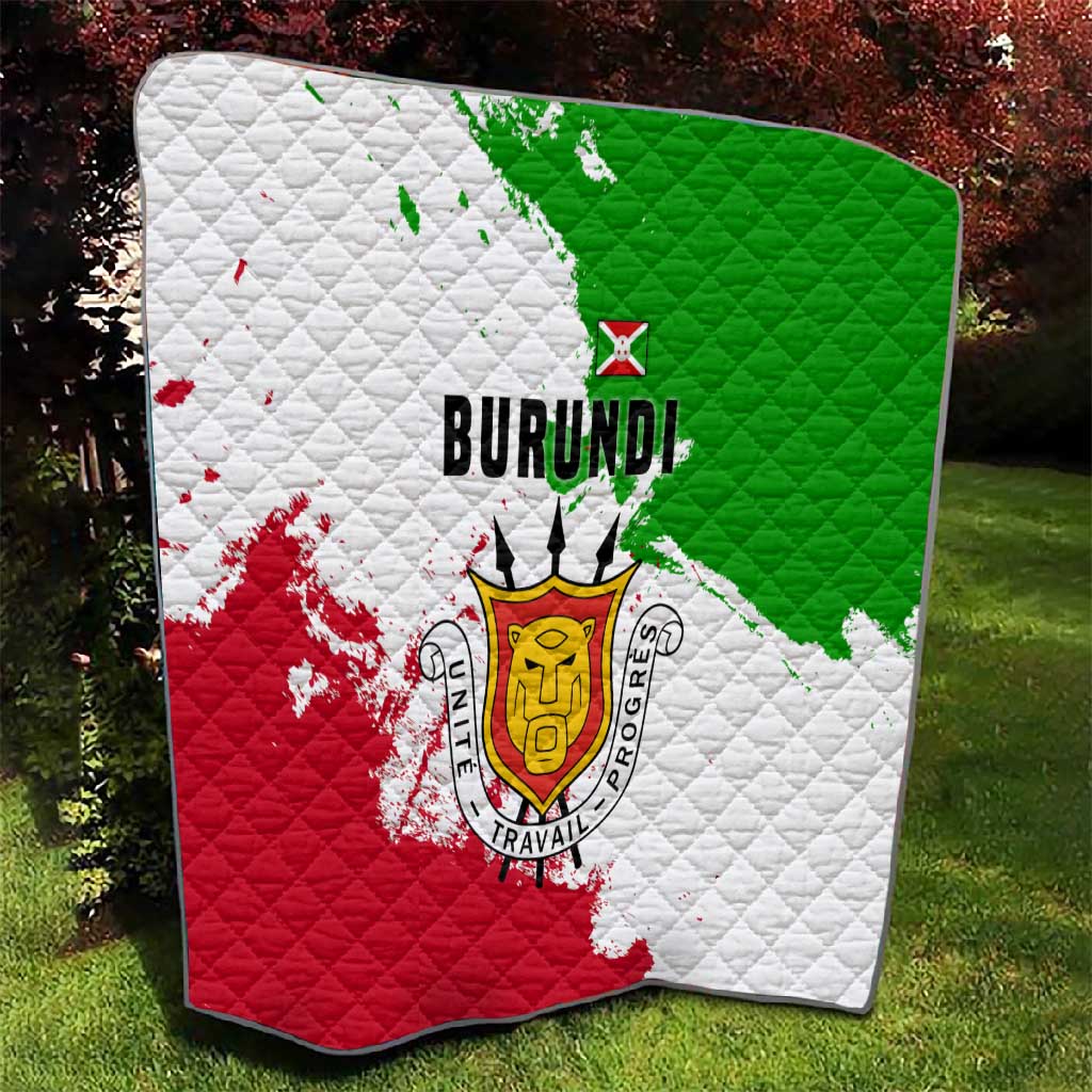 Burundi Flag Quilt with National Emblem and Motto Unité Travail Progres TS04