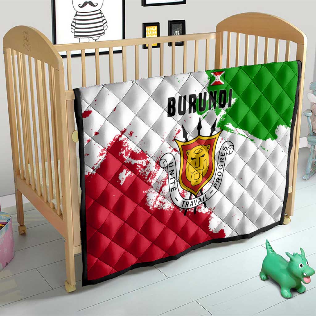 Burundi Flag Quilt with National Emblem and Motto Unité Travail Progres TS04