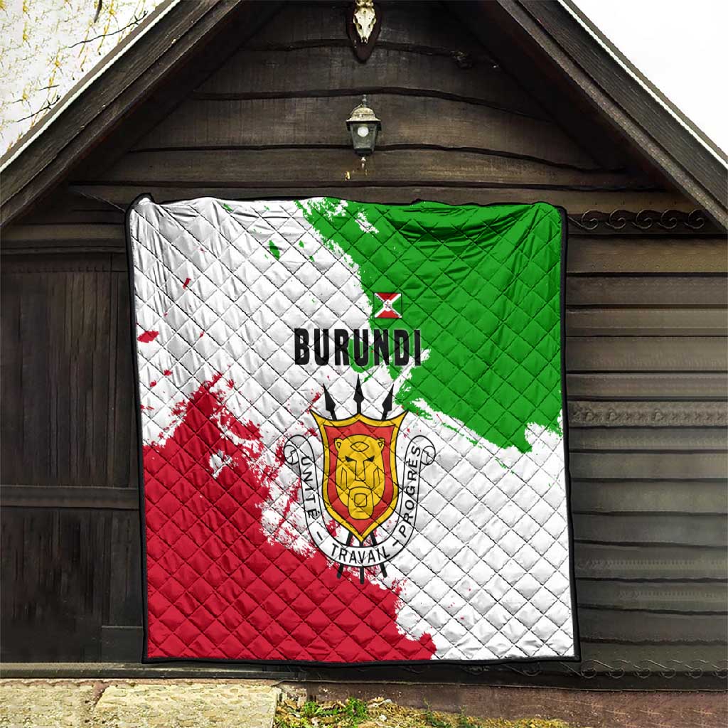 Burundi Flag Quilt with National Emblem and Motto Unité Travail Progres TS04