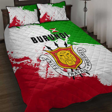 Burundi Flag Quilt Bed Set with National Emblem and Motto Unité Travail Progres TS04