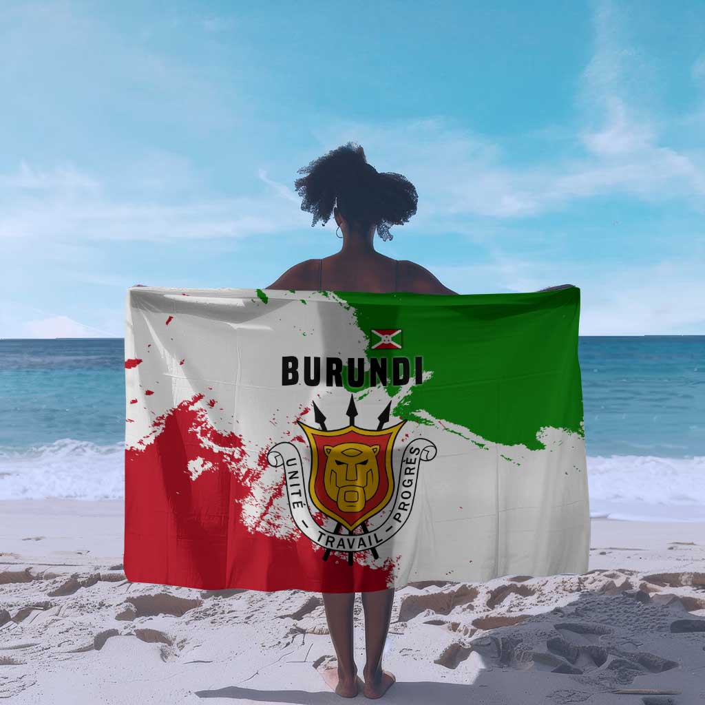 Burundi Flag Sarong with National Emblem and Motto Unité Travail Progres TS04