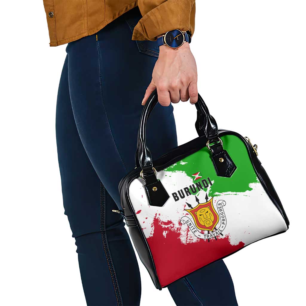 Burundi Flag Shoulder Handbag with National Emblem and Motto Unité Travail Progres TS04