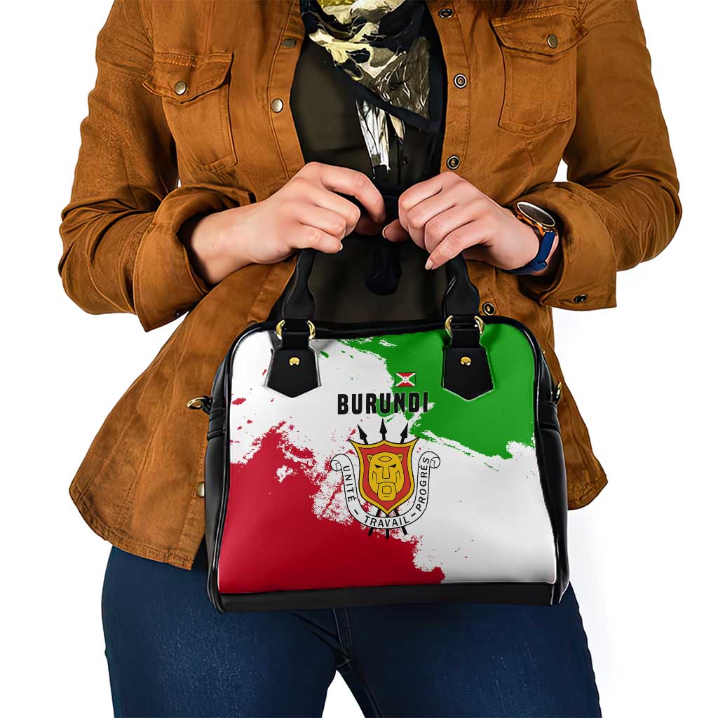 Burundi Flag Shoulder Handbag with National Emblem and Motto Unité Travail Progres TS04