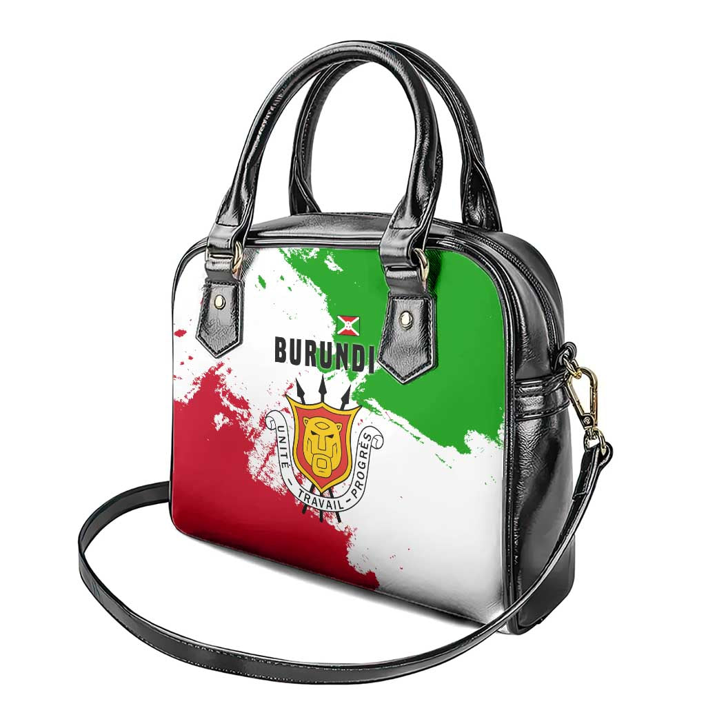 Burundi Flag Shoulder Handbag with National Emblem and Motto Unité Travail Progres TS04