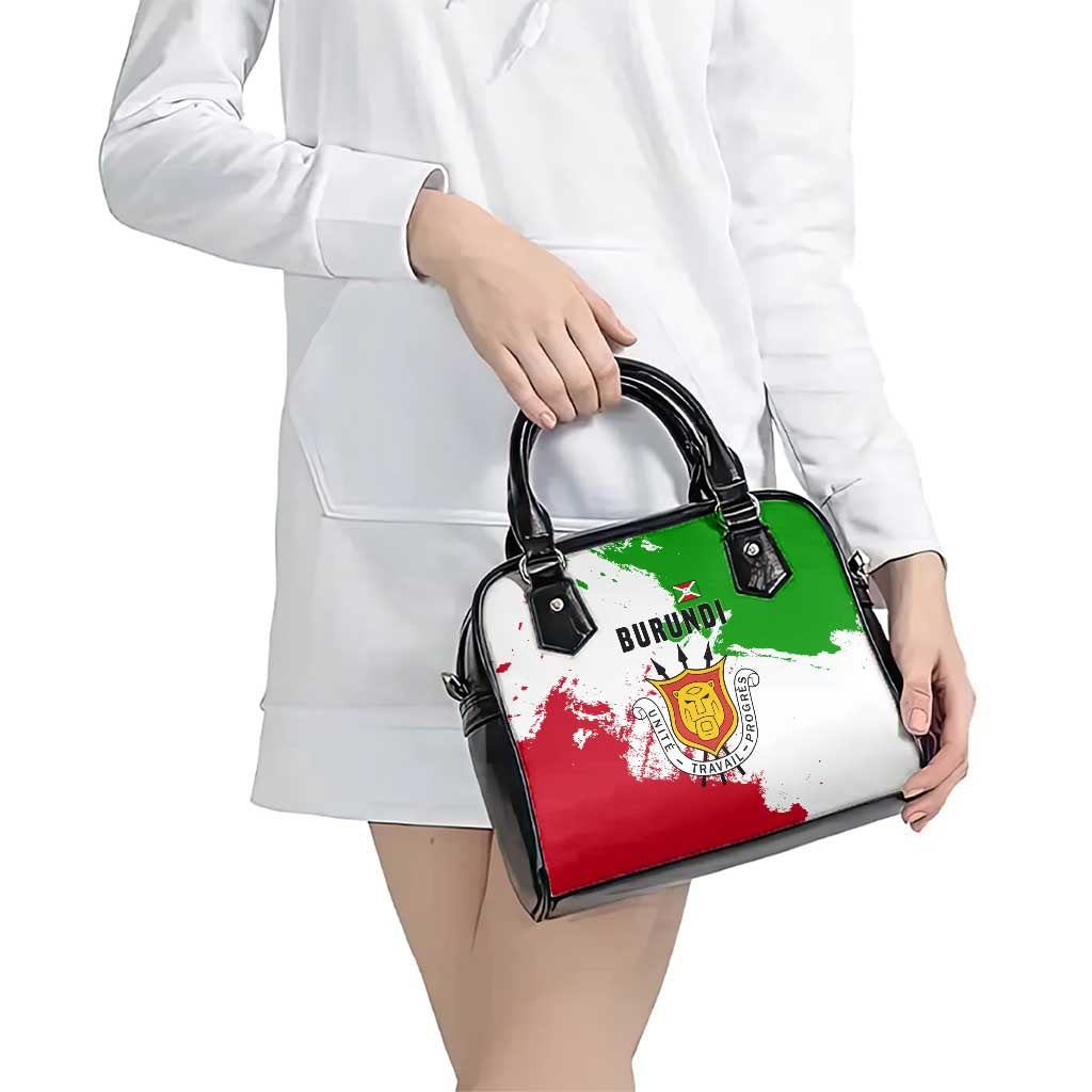 Burundi Flag Shoulder Handbag with National Emblem and Motto Unité Travail Progres TS04