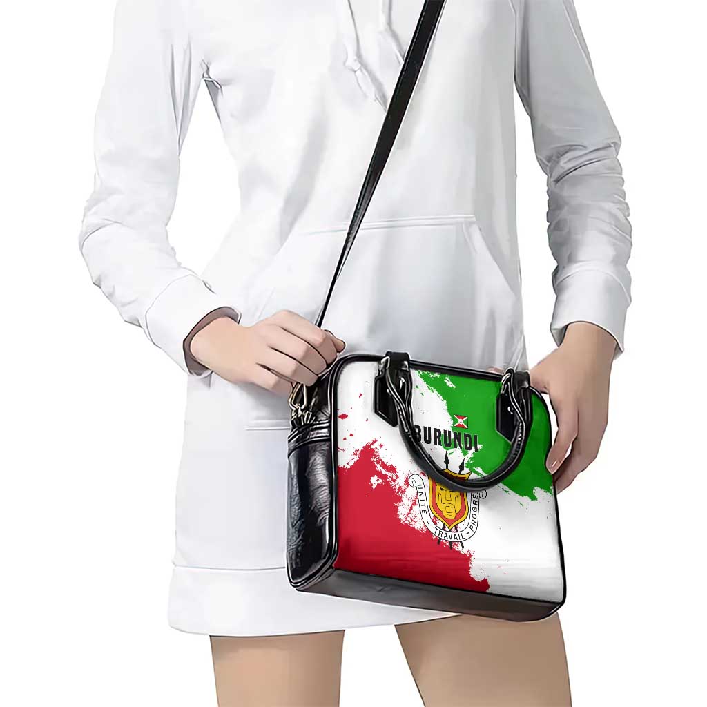 Burundi Flag Shoulder Handbag with National Emblem and Motto Unité Travail Progres TS04