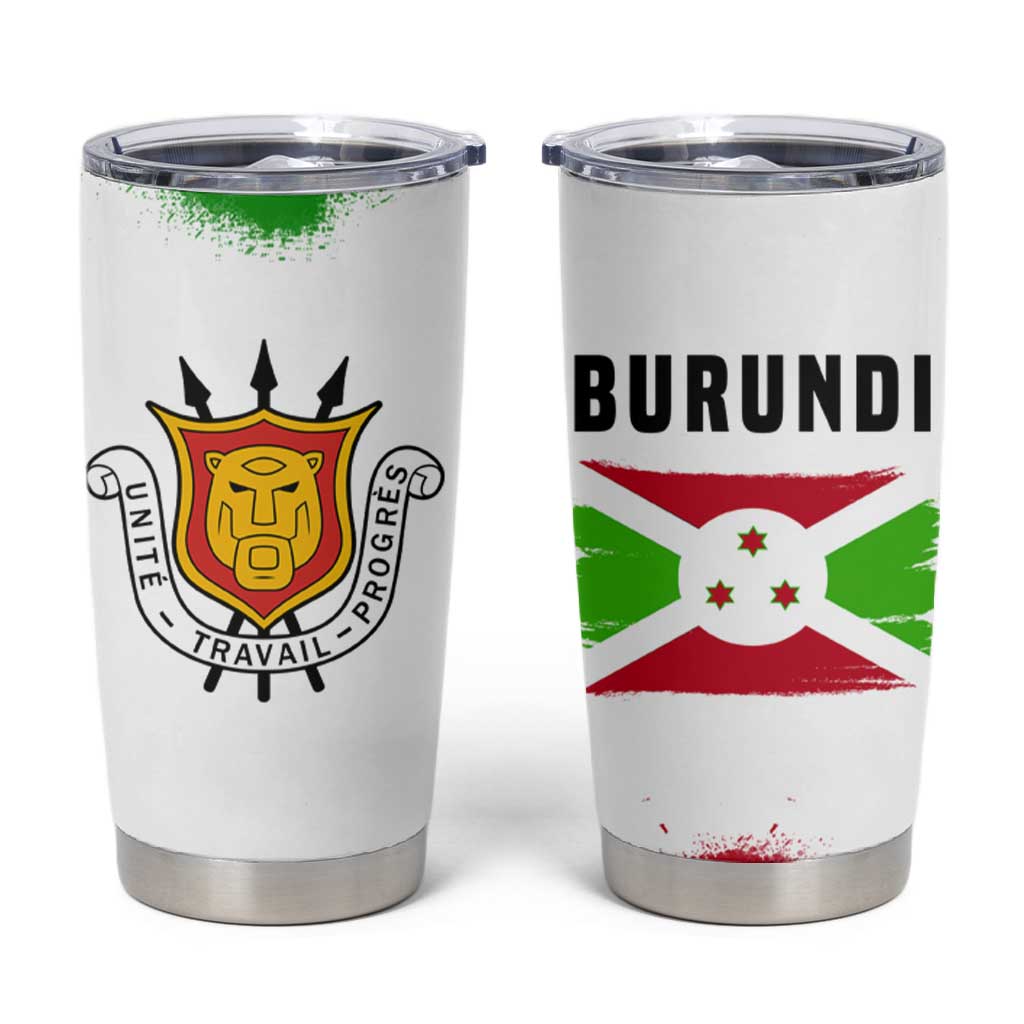 Burundi Flag Tumbler Cup with National Emblem and Motto Unité Travail Progres TS04