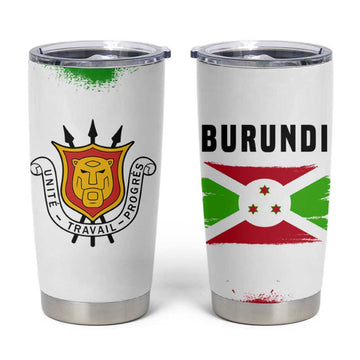 Burundi Flag Tumbler Cup with National Emblem and Motto Unité Travail Progres TS04