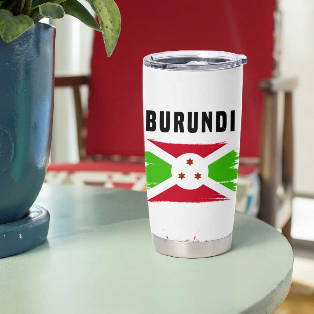 Burundi Flag Tumbler Cup with National Emblem and Motto Unité Travail Progres TS04
