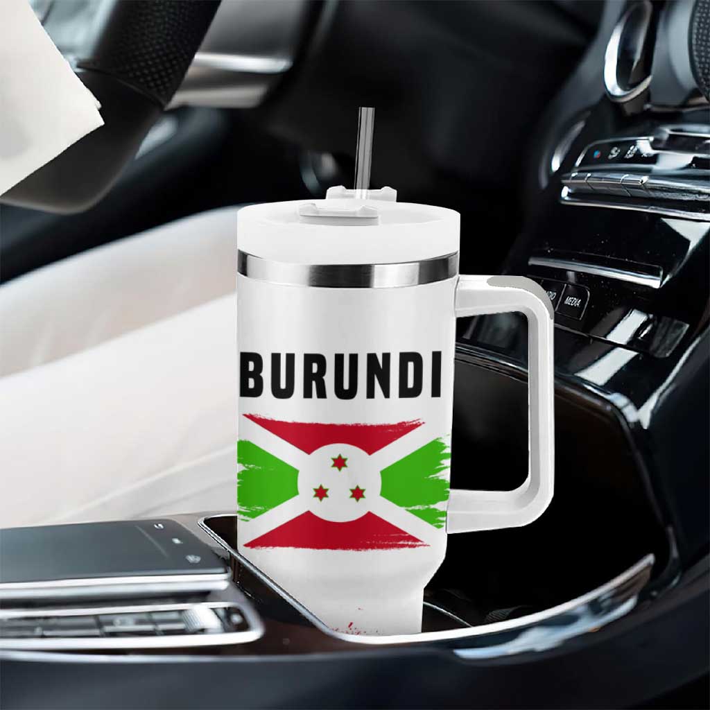 Burundi Flag Tumbler With Handle with National Emblem and Motto Unité Travail Progres TS04