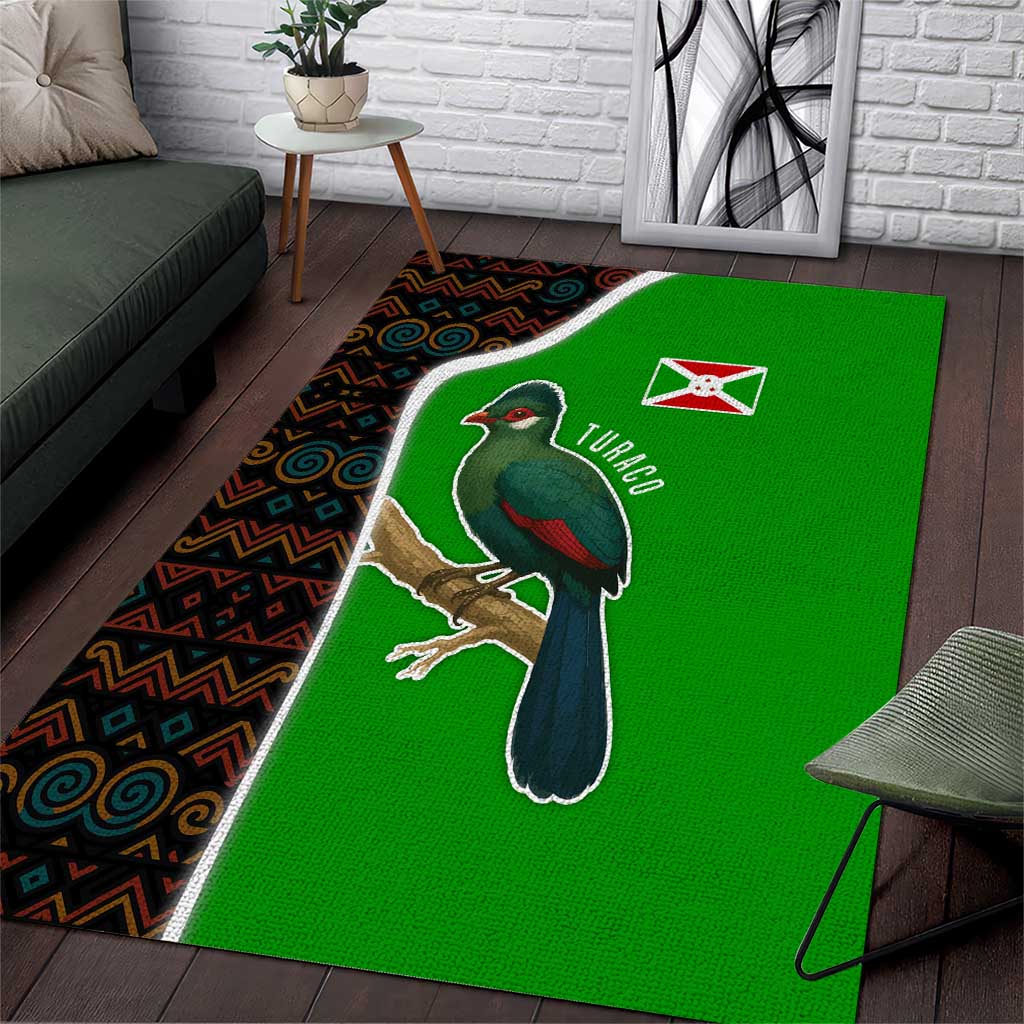 Burundi Turaco Area Rug with National Bird and Flag Pattern TS04