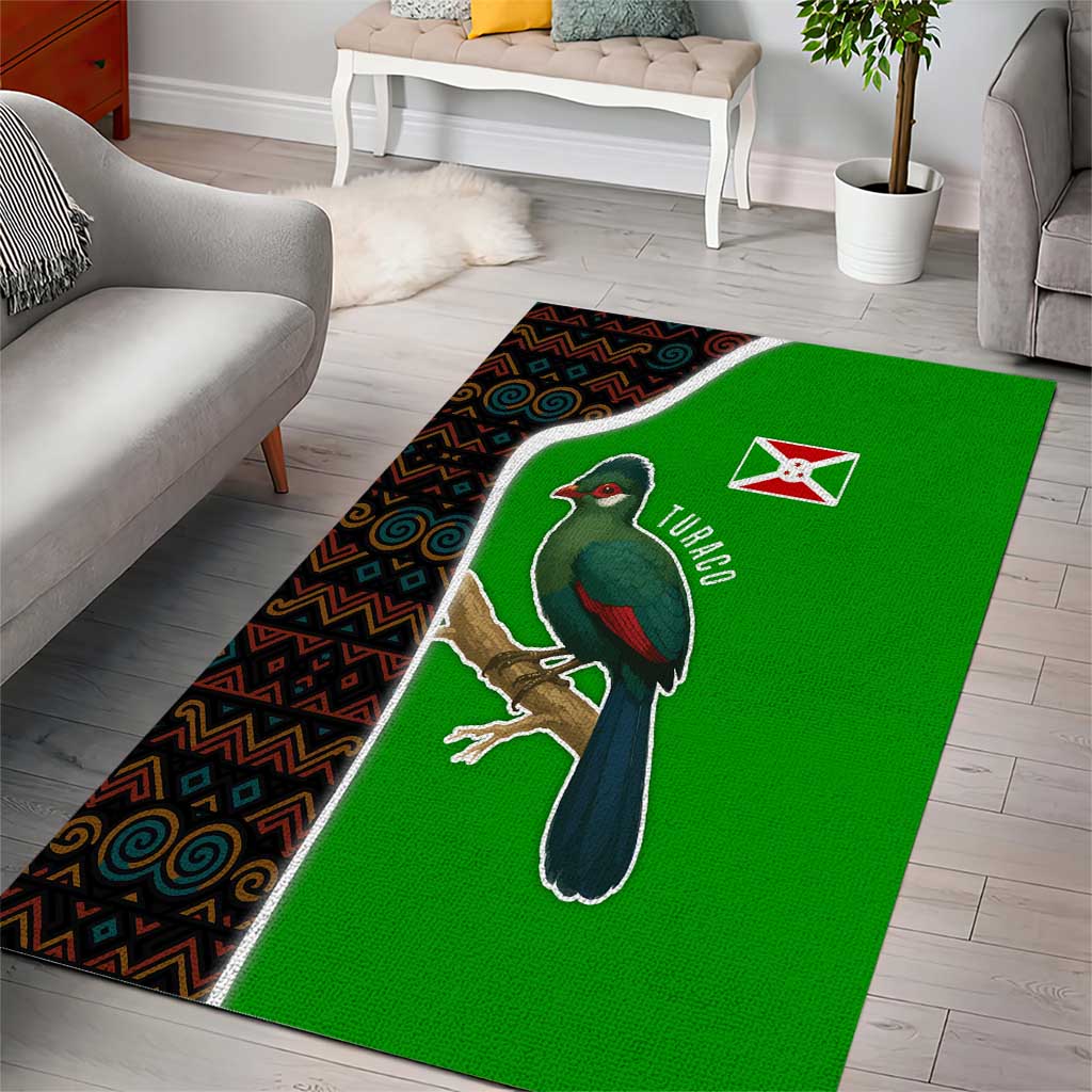 Burundi Turaco Area Rug with National Bird and Flag Pattern TS04