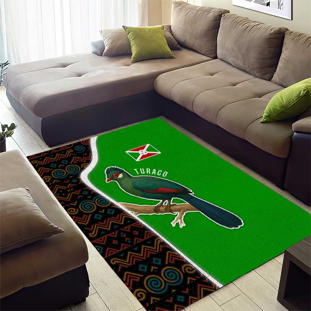 Burundi Turaco Area Rug with National Bird and Flag Pattern TS04