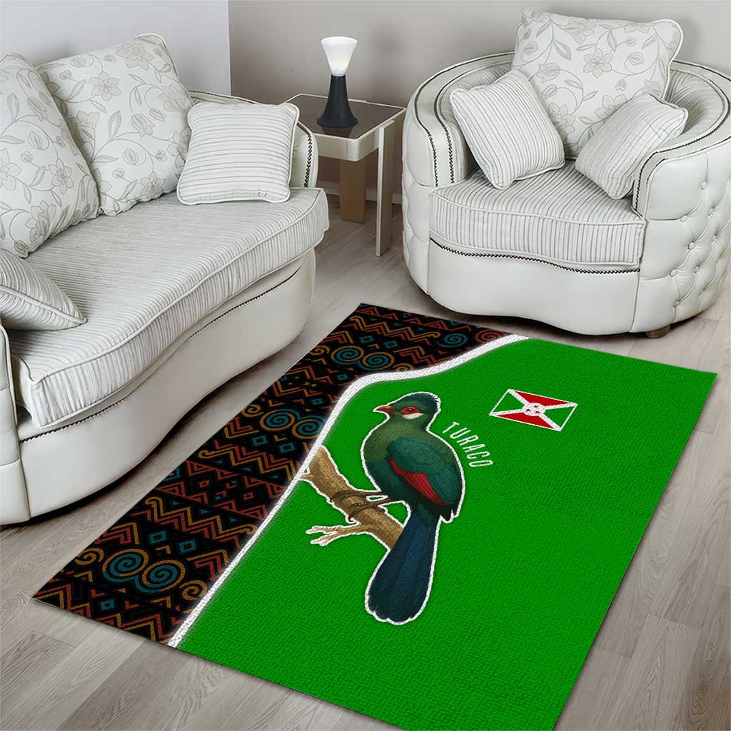 Burundi Turaco Area Rug with National Bird and Flag Pattern TS04
