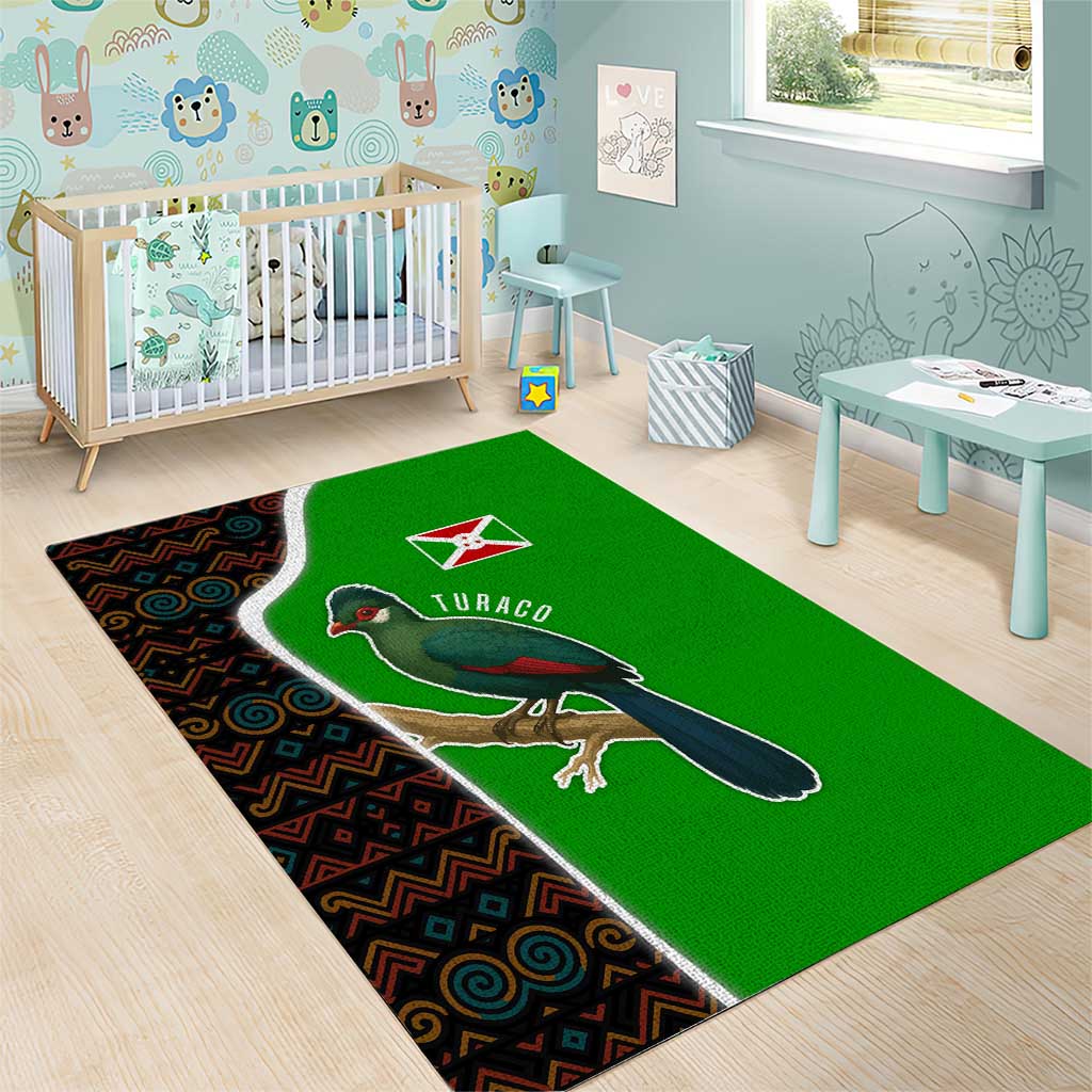 Burundi Turaco Area Rug with National Bird and Flag Pattern TS04