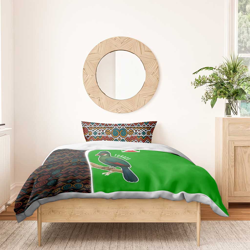 Burundi Turaco Bedding Set with National Bird and Flag Pattern TS04