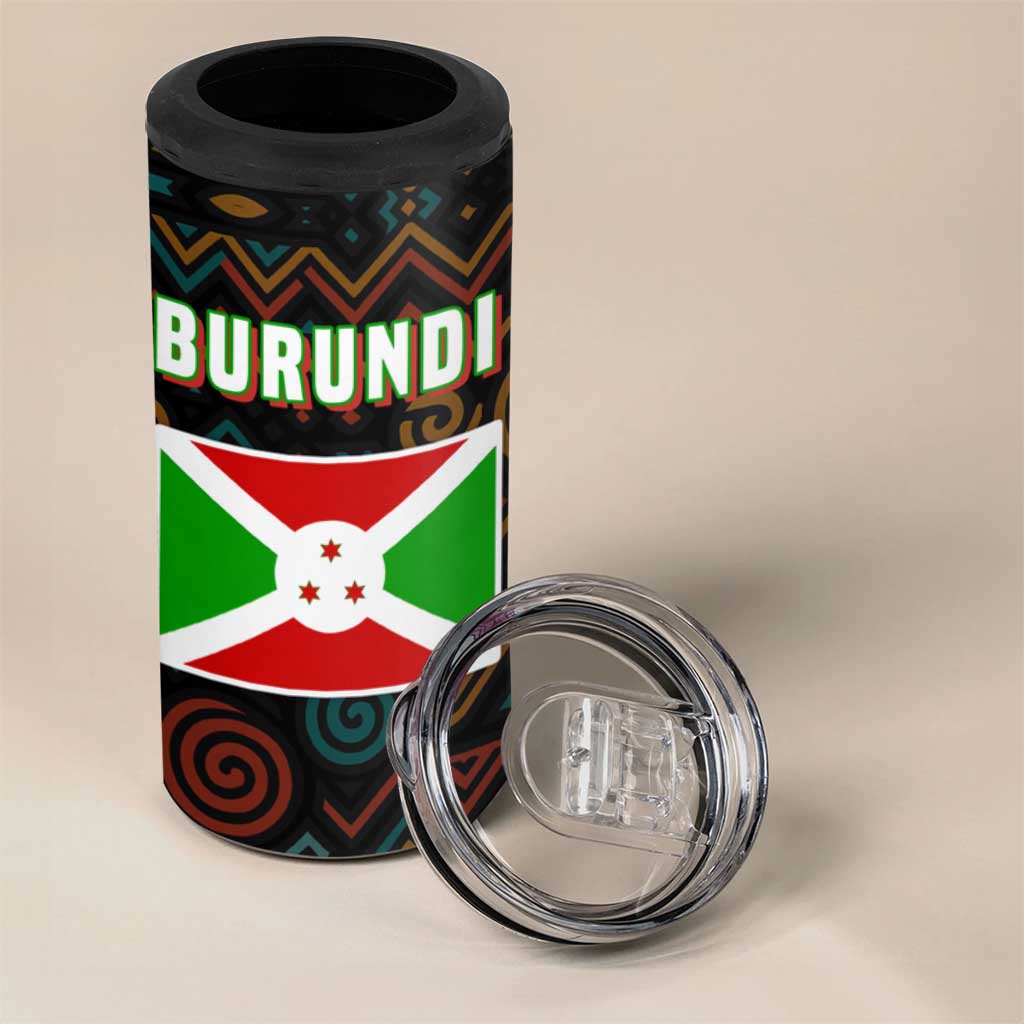 Burundi Turaco 4 in 1 Can Cooler Tumbler with National Bird and Flag Pattern TS04