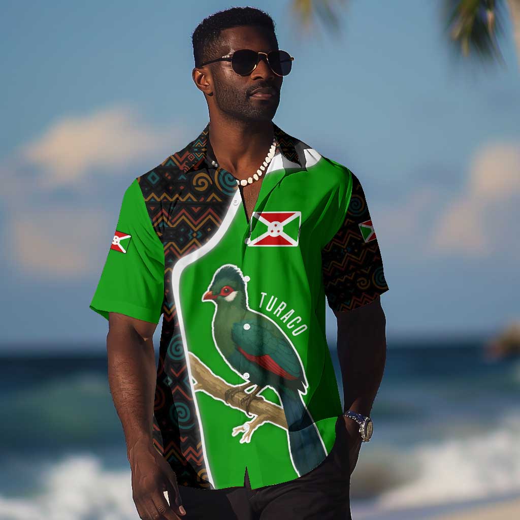 Burundi Turaco Hawaiian Shirt with National Bird and Flag Pattern TS04