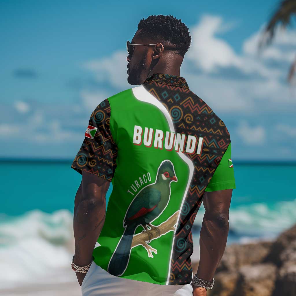 Burundi Turaco Hawaiian Shirt with National Bird and Flag Pattern TS04