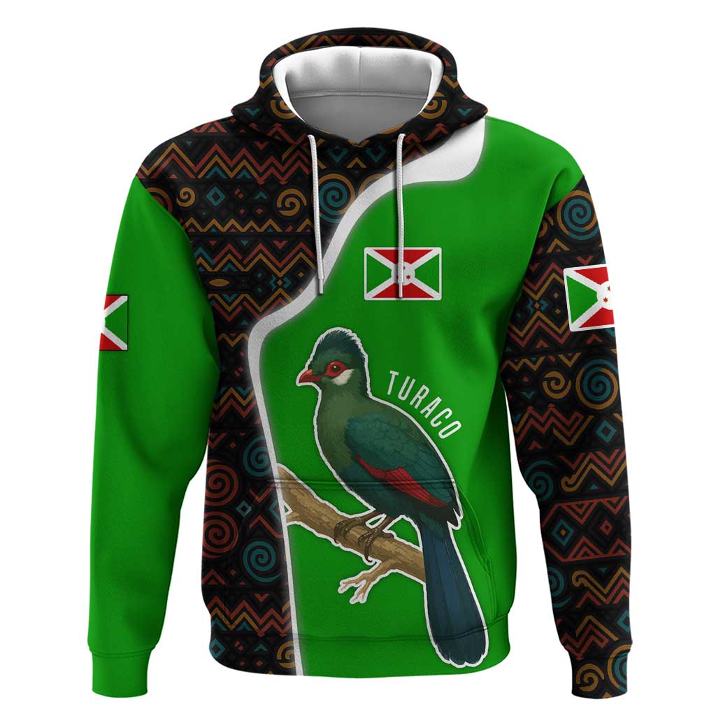 Burundi Turaco Hoodie with National Bird and Flag Pattern TS04