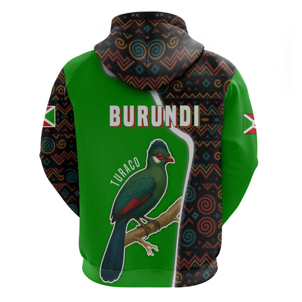 Burundi Turaco Hoodie with National Bird and Flag Pattern TS04