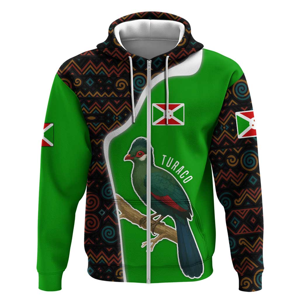 Burundi Turaco Hoodie with National Bird and Flag Pattern TS04