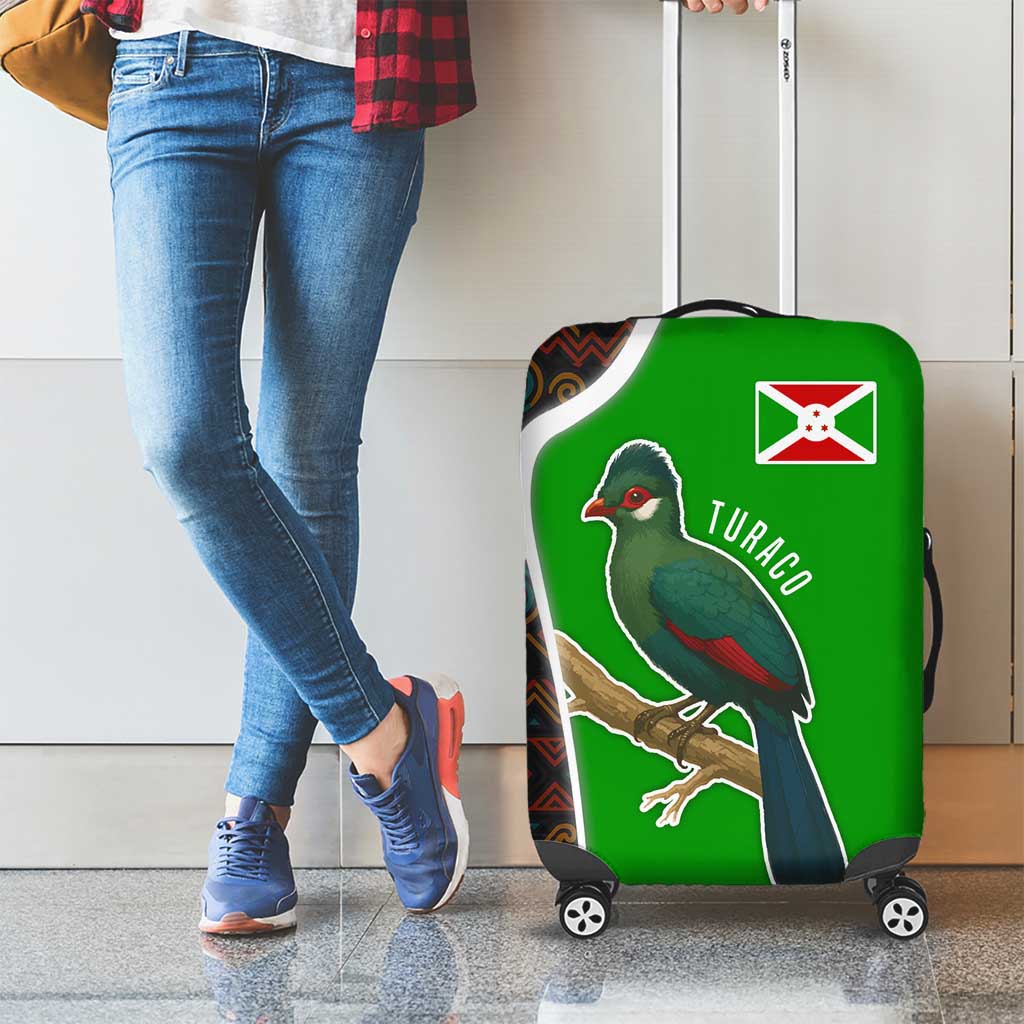 Burundi Turaco Luggage Cover with National Bird and Flag Pattern TS04