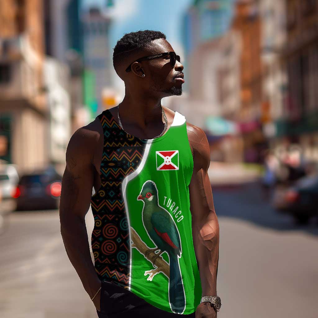 Burundi Turaco Men Tank Top with National Bird and Flag Pattern TS04