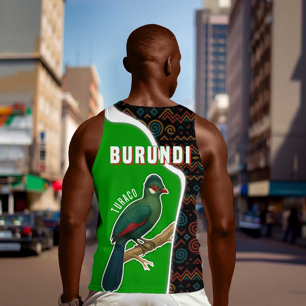 Burundi Turaco Men Tank Top with National Bird and Flag Pattern TS04