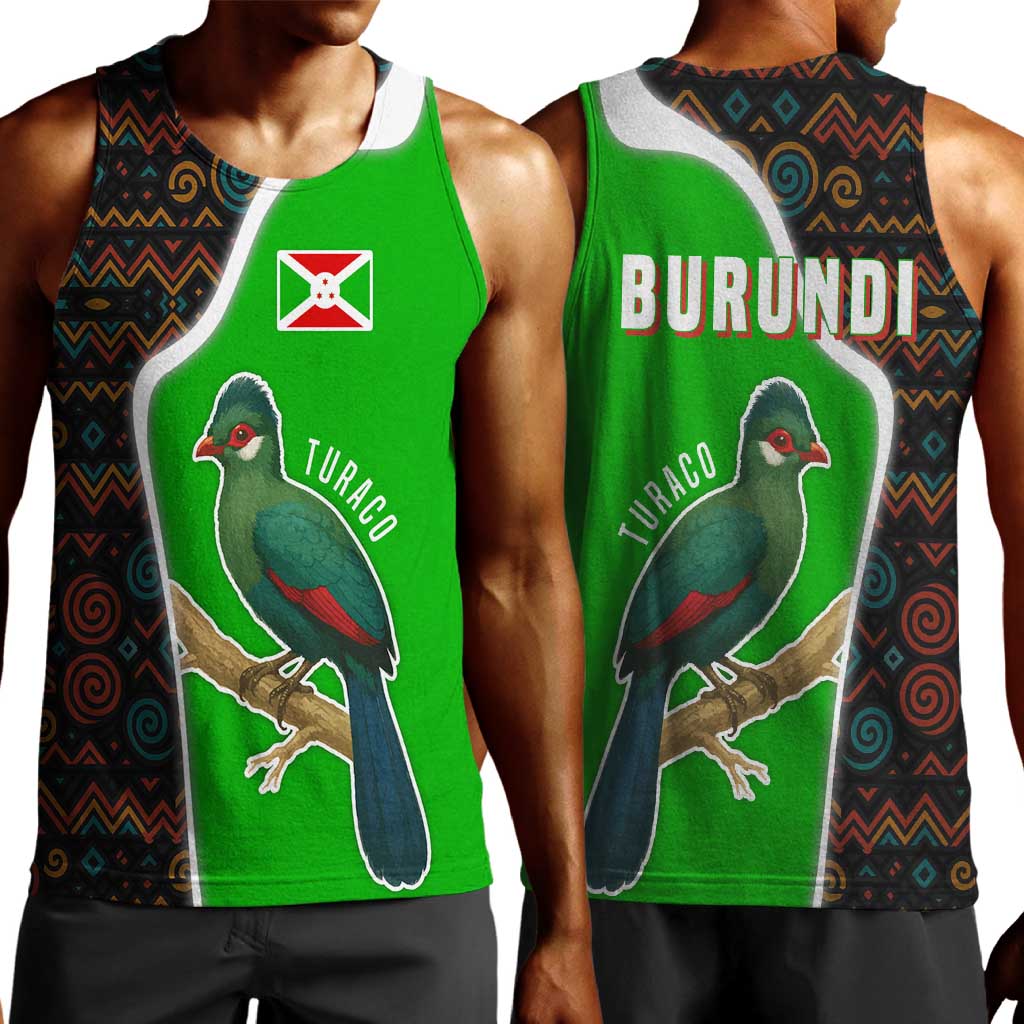 Burundi Turaco Men Tank Top with National Bird and Flag Pattern TS04