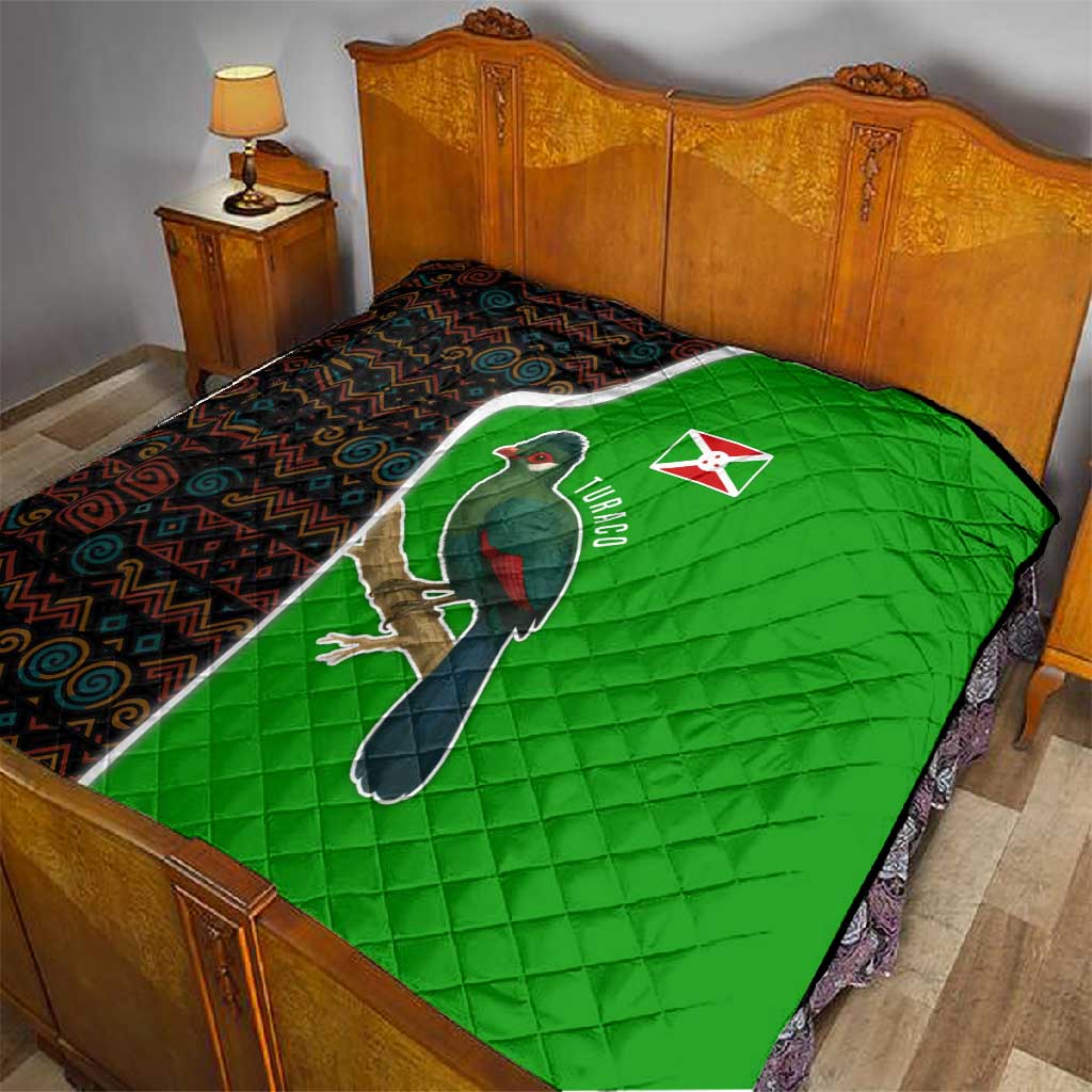 Burundi Turaco Quilt with National Bird and Flag Pattern TS04