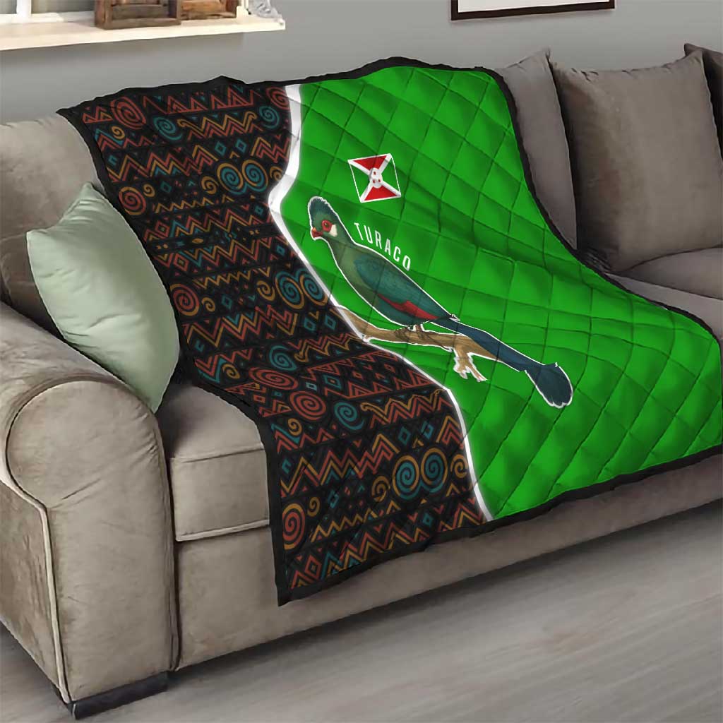 Burundi Turaco Quilt with National Bird and Flag Pattern TS04