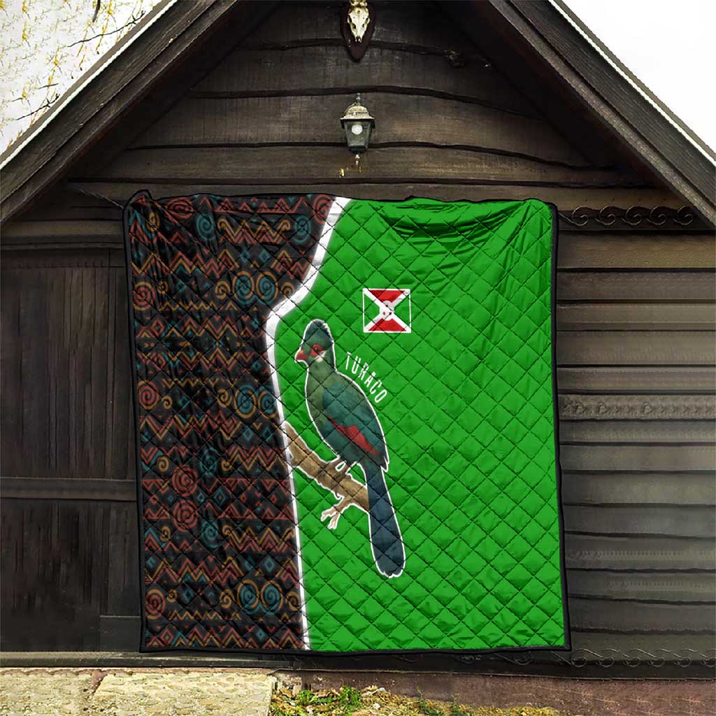 Burundi Turaco Quilt with National Bird and Flag Pattern TS04