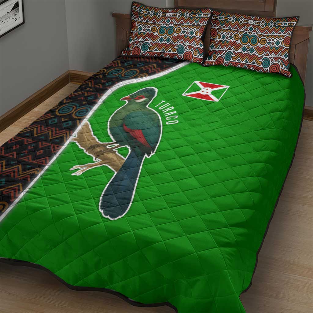 Burundi Turaco Quilt Bed Set with National Bird and Flag Pattern TS04