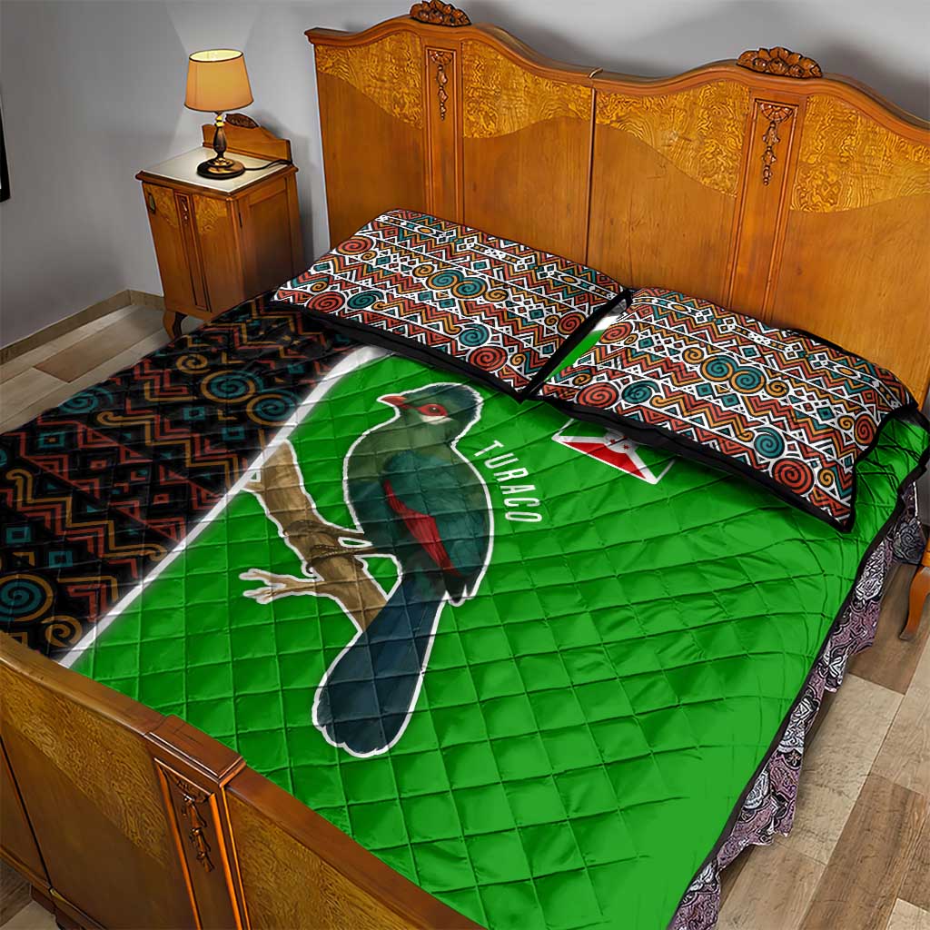 Burundi Turaco Quilt Bed Set with National Bird and Flag Pattern TS04