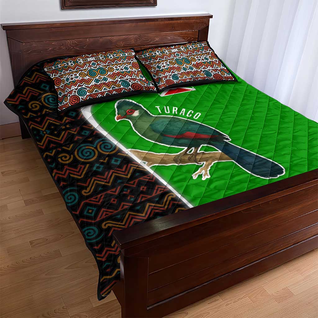 Burundi Turaco Quilt Bed Set with National Bird and Flag Pattern TS04