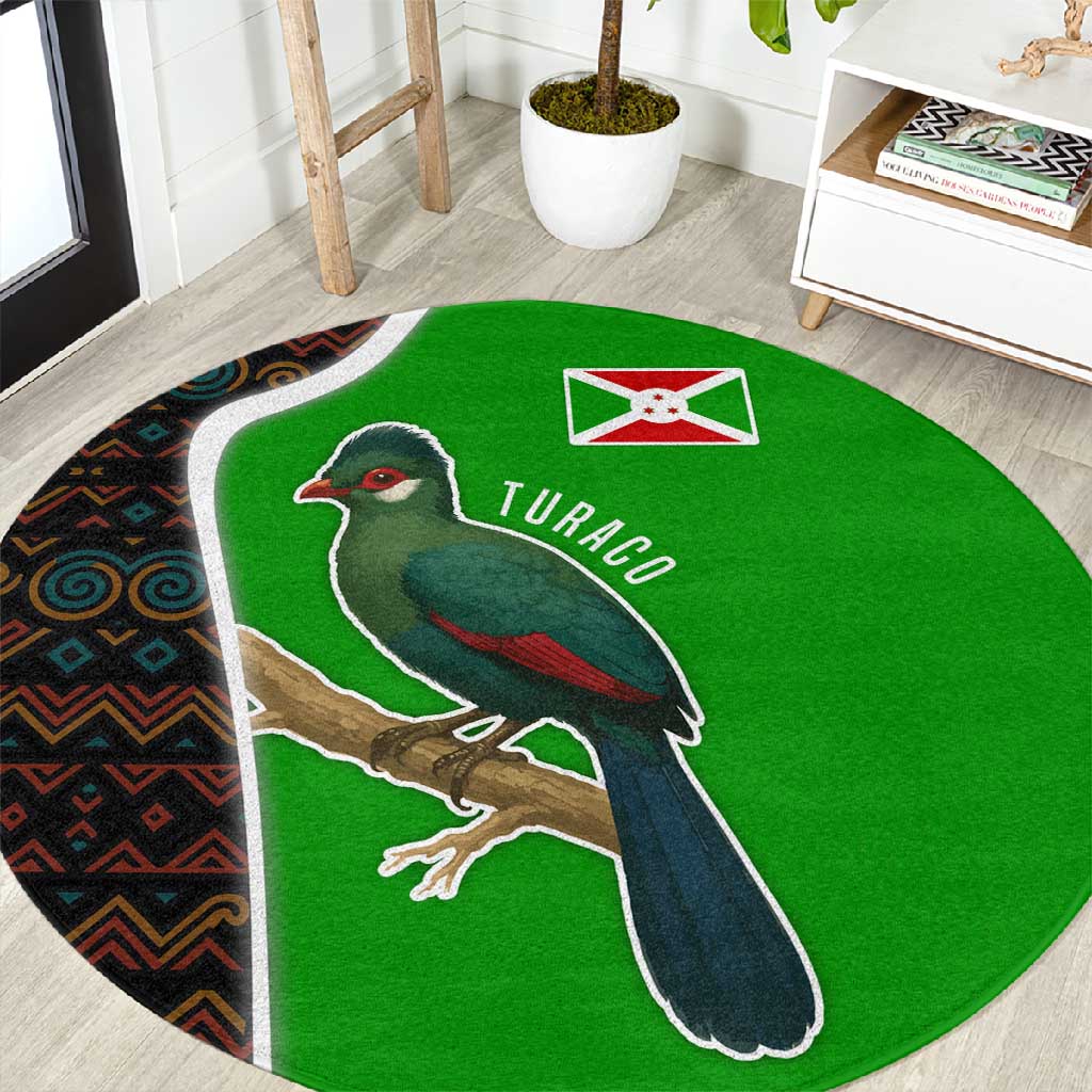 Burundi Turaco Round Carpet with National Bird and Flag Pattern TS04