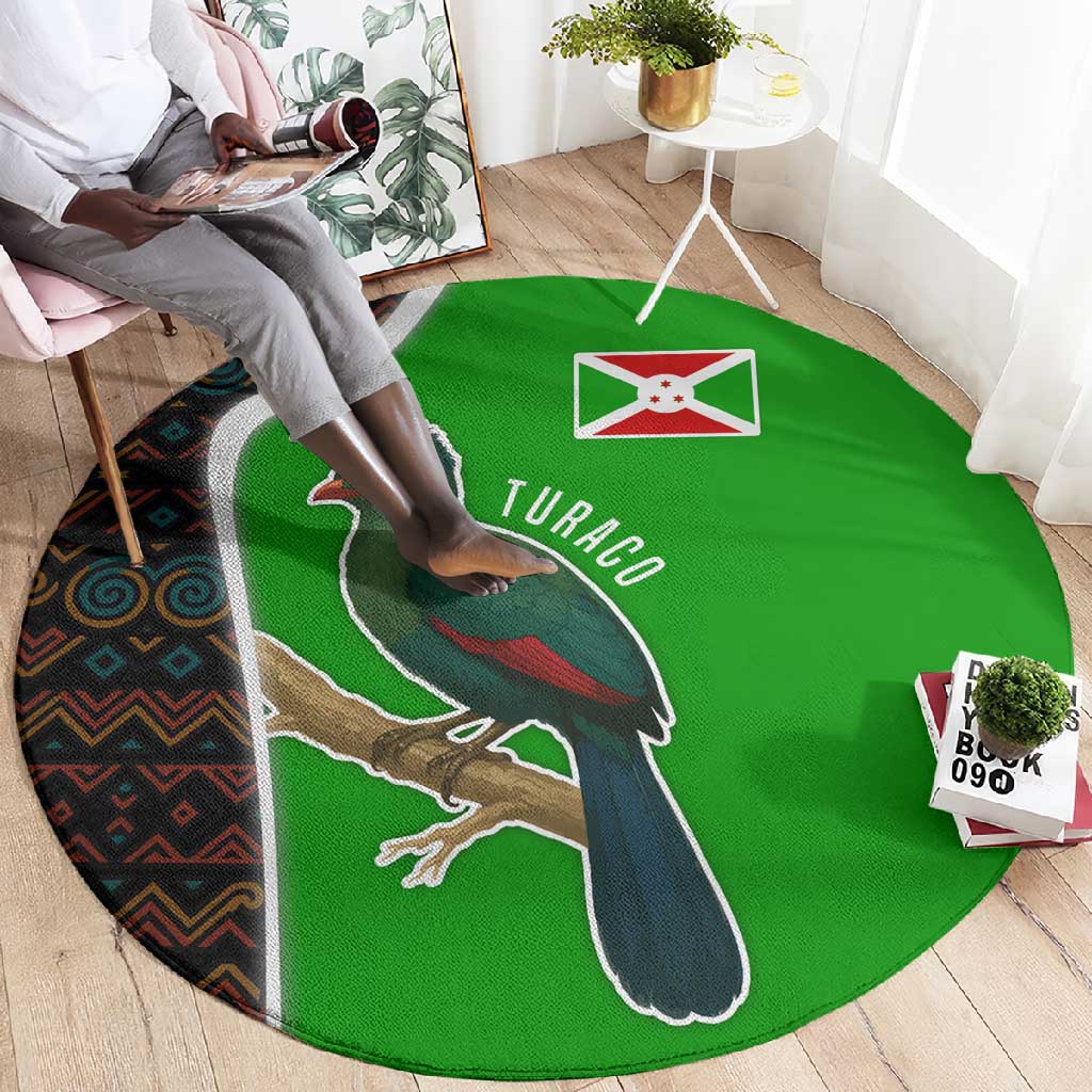 Burundi Turaco Round Carpet with National Bird and Flag Pattern TS04