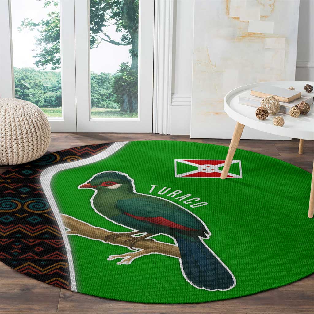 Burundi Turaco Round Carpet with National Bird and Flag Pattern TS04