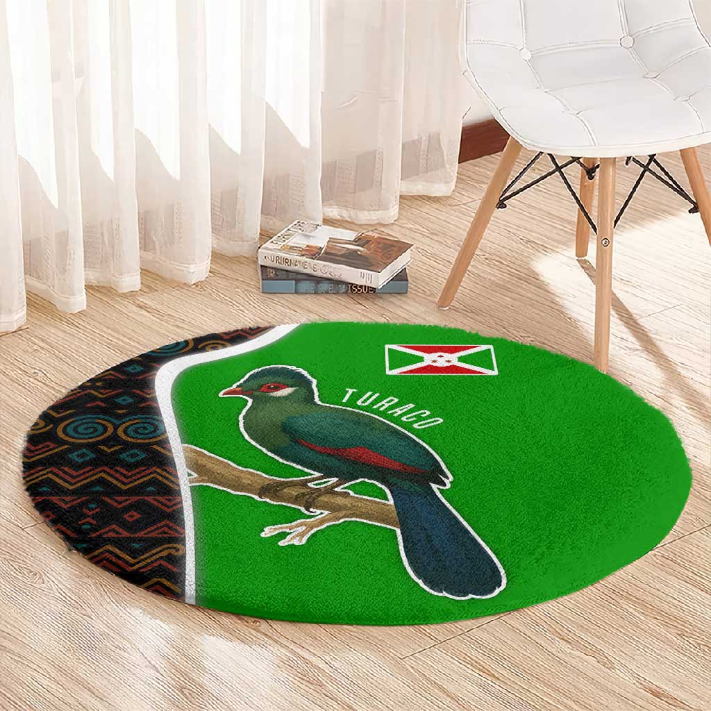 Burundi Turaco Round Carpet with National Bird and Flag Pattern TS04