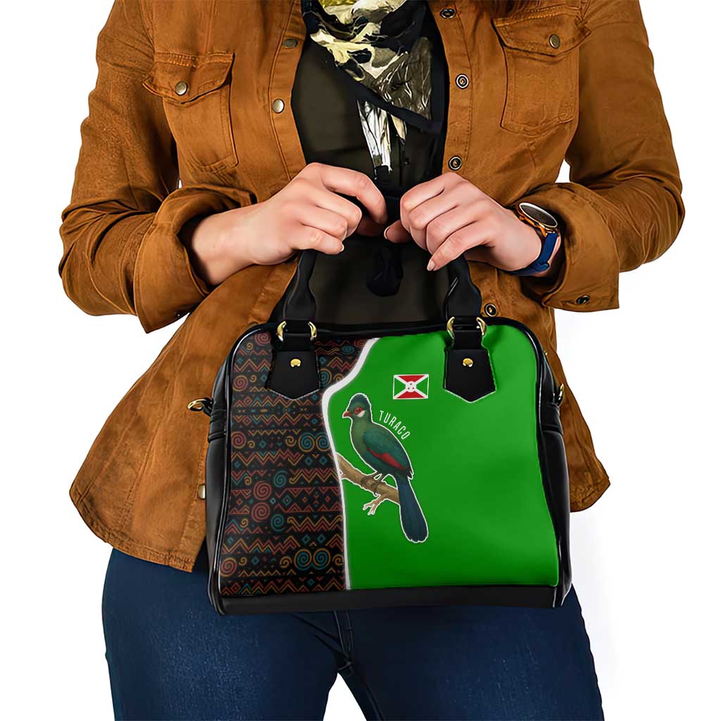 Burundi Turaco Shoulder Handbag with National Bird and Flag Pattern TS04
