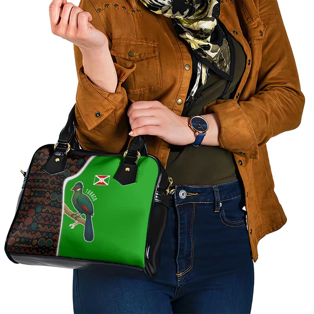 Burundi Turaco Shoulder Handbag with National Bird and Flag Pattern TS04