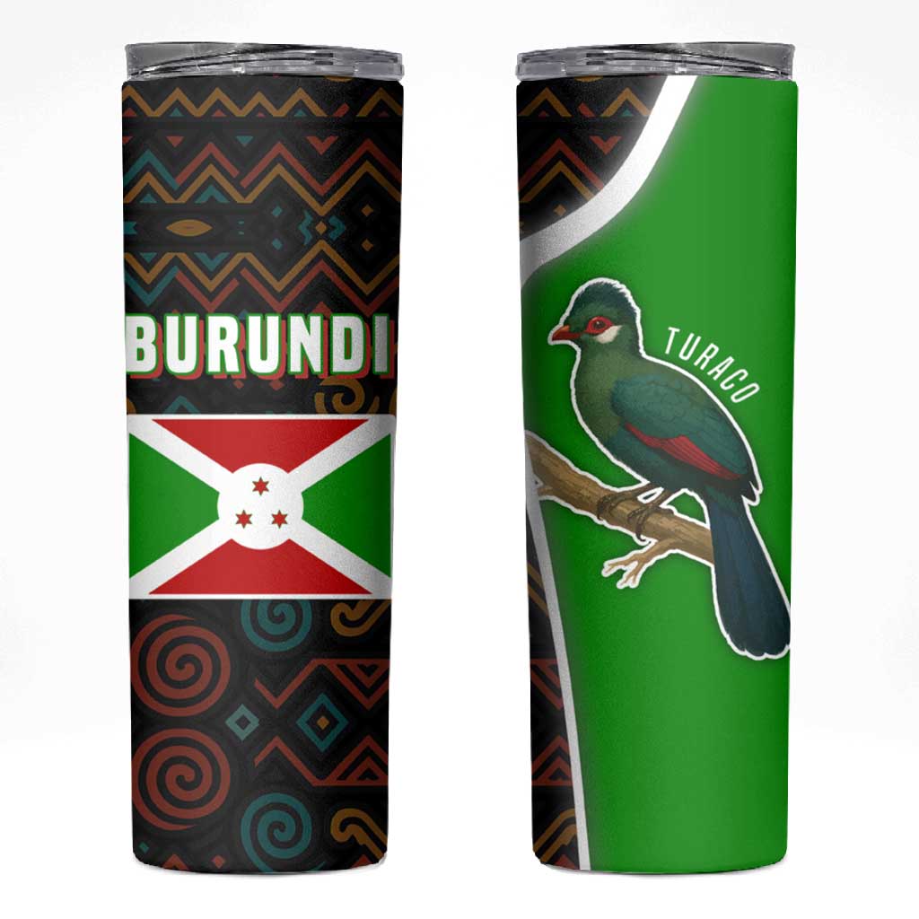 Burundi Turaco Skinny Tumbler with National Bird and Flag Pattern TS04