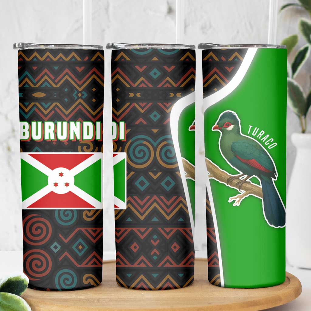 Burundi Turaco Skinny Tumbler with National Bird and Flag Pattern TS04