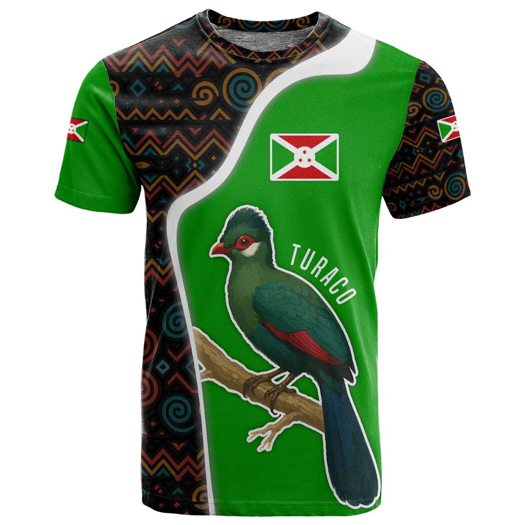 Burundi Turaco T shirt with National Bird and Flag Pattern TS04