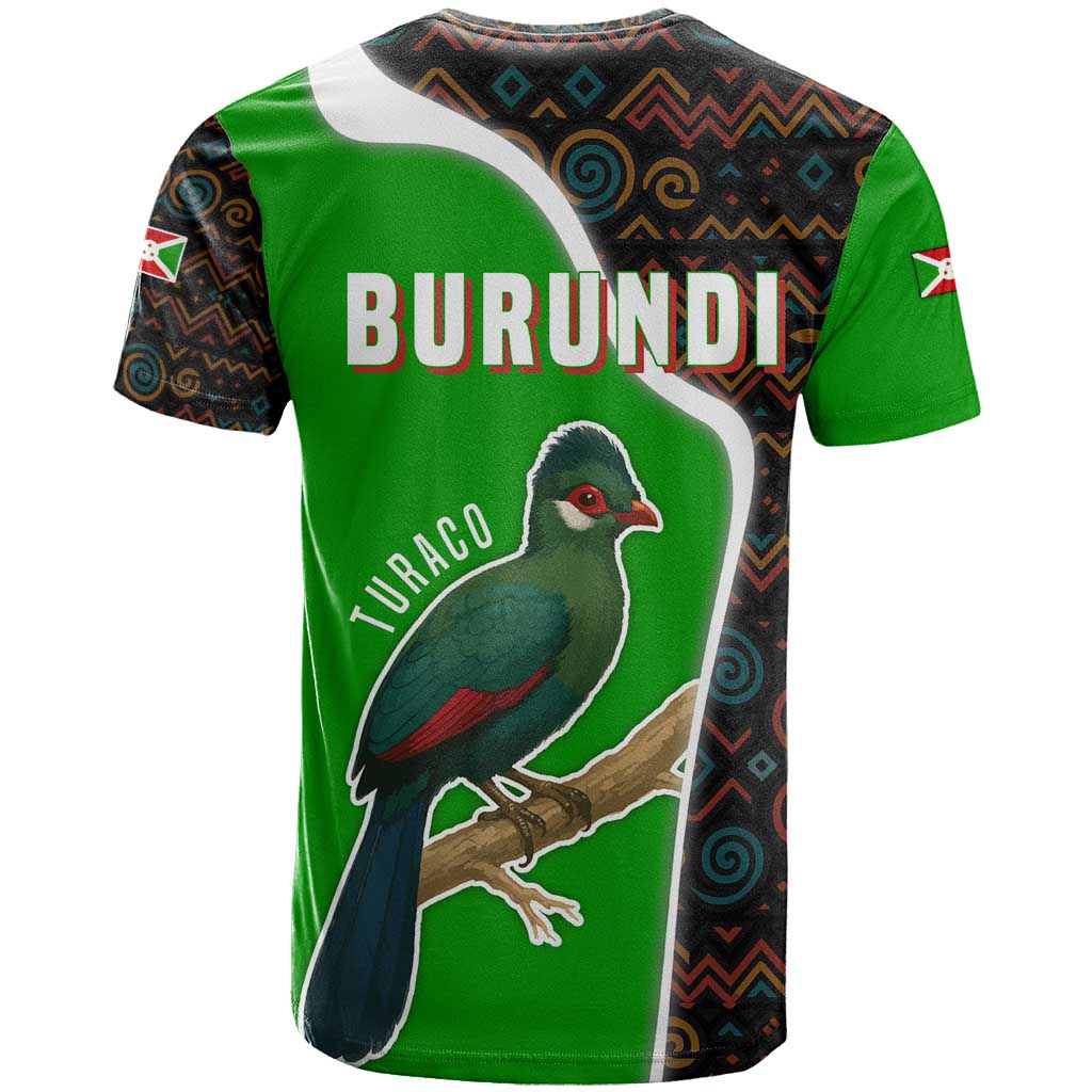Burundi Turaco T shirt with National Bird and Flag Pattern TS04