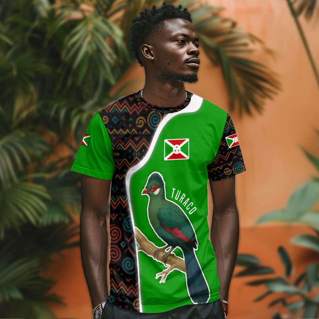 Burundi Turaco T shirt with National Bird and Flag Pattern TS04