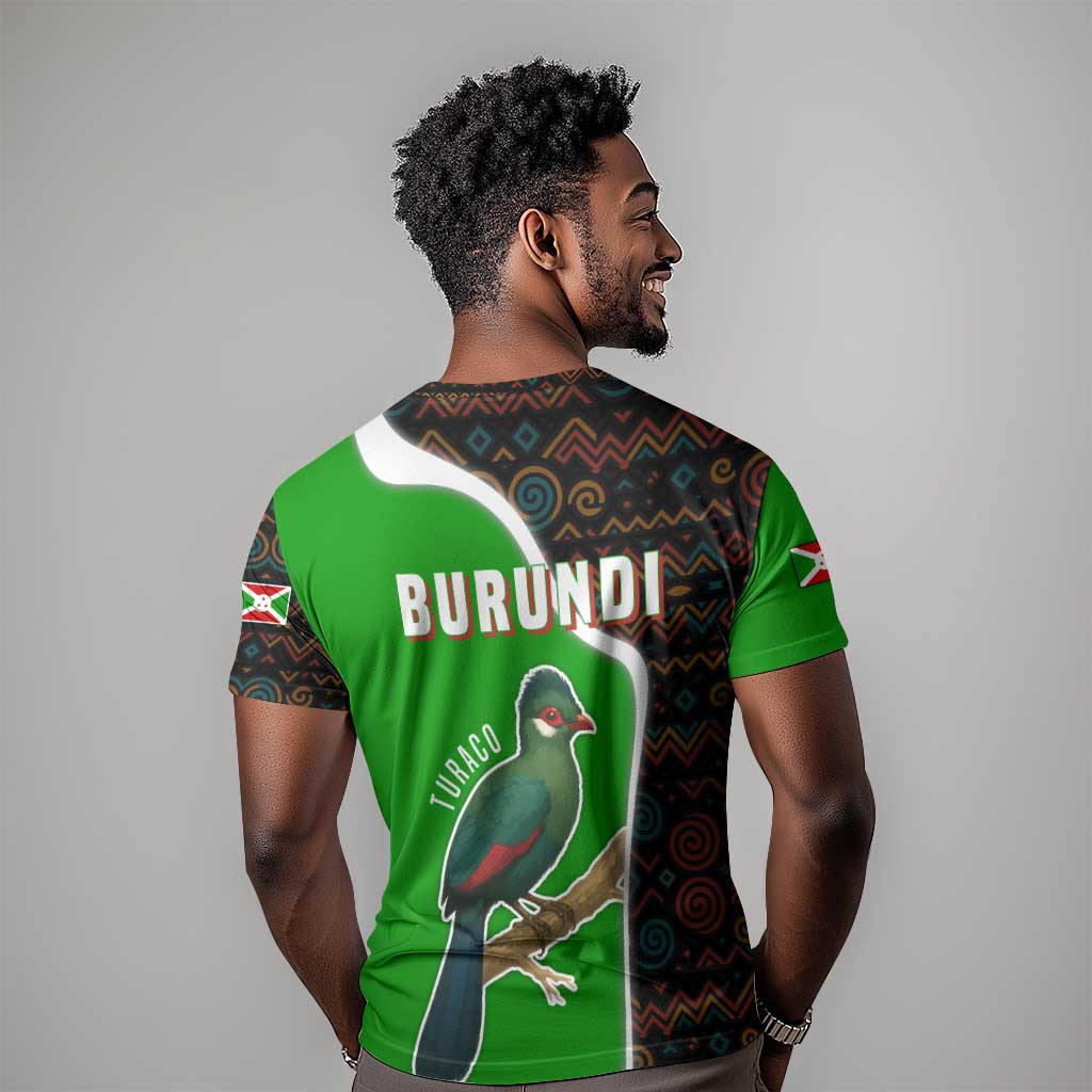 Burundi Turaco T shirt with National Bird and Flag Pattern TS04