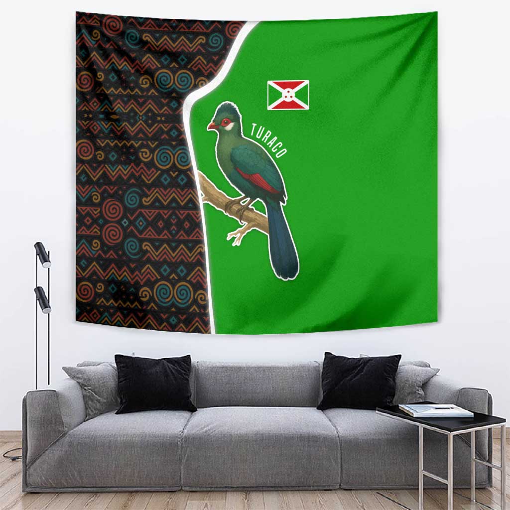 Burundi Turaco Tapestry with National Bird and Flag Pattern TS04